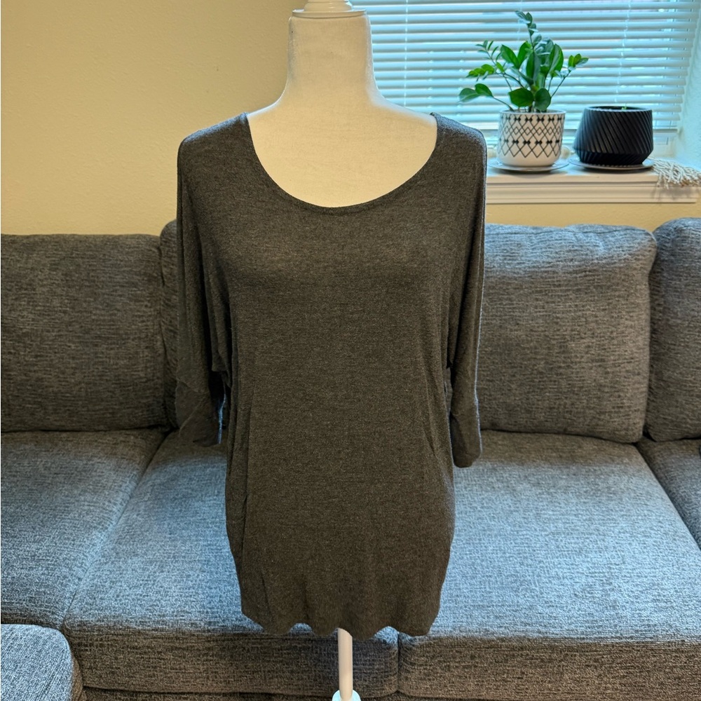 Zenana Outfitters Charcoal Knit Top